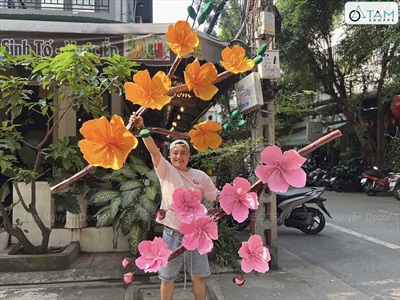 Cành mai đào Bonsai khổng lồ nhiều màu [Thủ công - Nhẹ] D180cm CANHHOA-10